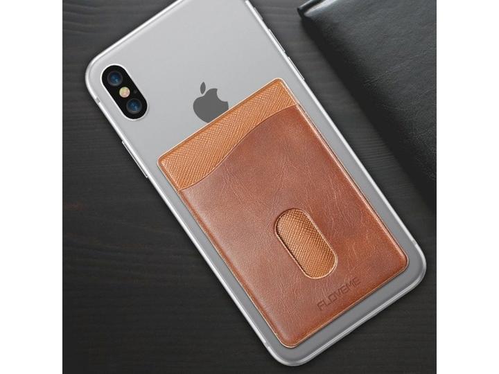 Productafbeelding Floveme Pasjeshouder leren hoesje zelfklevend voor smartphones (Universeel)