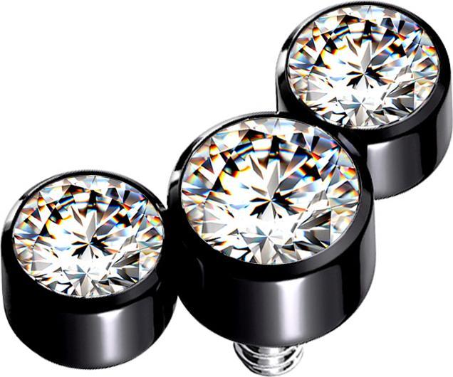 Immagine prodotto Star Piercing Dermal Anchor nero tre cristalli argento (Acciaio chirurgico 316L)