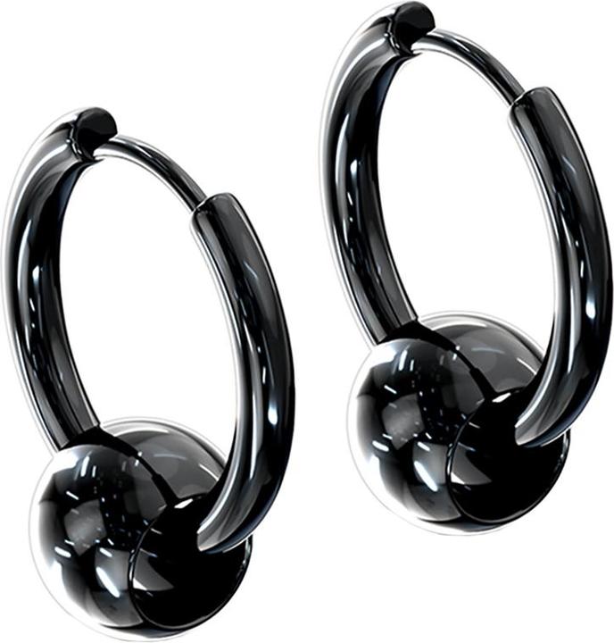 Produktbild Star Piercing Ohrring schwarz Anhänger Kugel (Chirurgenstahl 316L, ohne Messing)