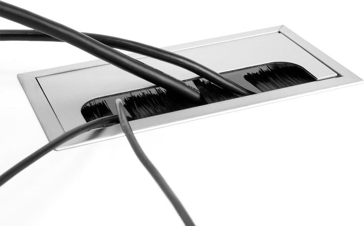 Immagine prodotto Delock Ingresso cavi per installazione su tavolo con spazzola 80 x 80 x 28 mm argento (Foro cavo, 8 cm)