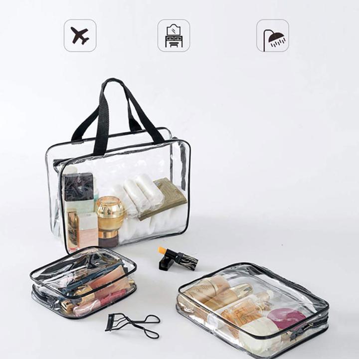 Image du produit Noya Kosmetik Make-Up Tasche (3er Set) – Transparenter Reise-Organizer mit Reissverschluss (1 l)