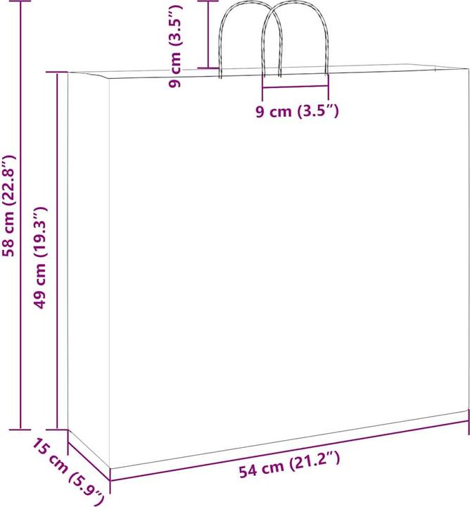Produktbild VidaXL Kraftpapiertüten 50 Stk. mit Henkel Weiss 54x15x49 cm Papiertüte (Geschenktüte, 50 x)