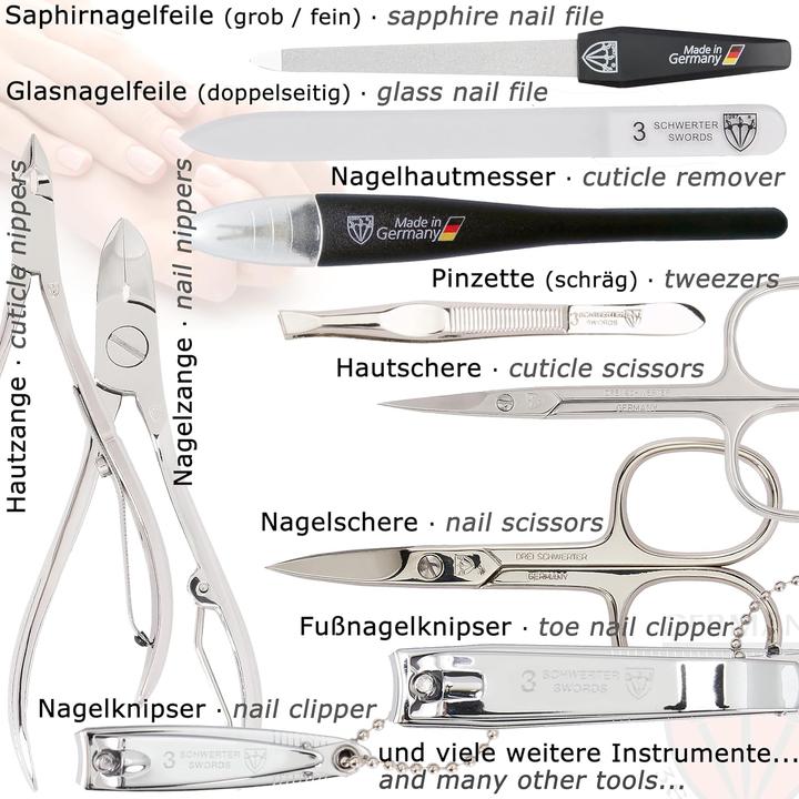 Actual product image Kellermann Germany Manicure Set Nail Set Cinisello 16pcs Genuine Leather Black