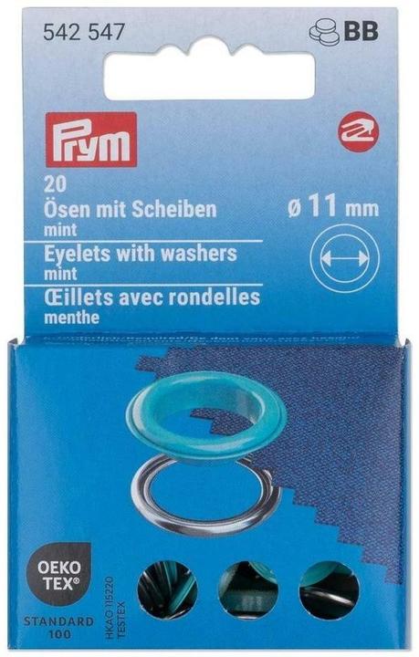 Image du produit Prym Oeillets avec rondelles MS, couleur menthe-argent 11 mm, 20 pcs.
