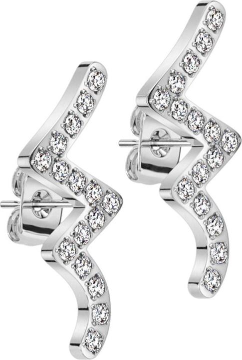 Actual product image Star Piercing Stud earrings silver wave with crystals silver (without brass, Surgical steel 316L)