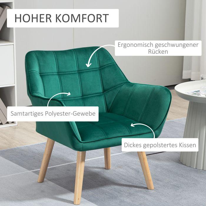 Image du produit Swisshandel24 Fauteuil individuel Fauteuil relax avec aspect velours, pieds surélevés scandinave Fauteuil