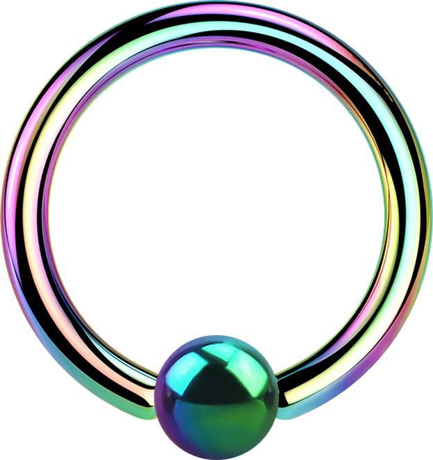 Actual product image Star Piercing Ball Closure Ring coloured (without brass, Surgical steel 316L)