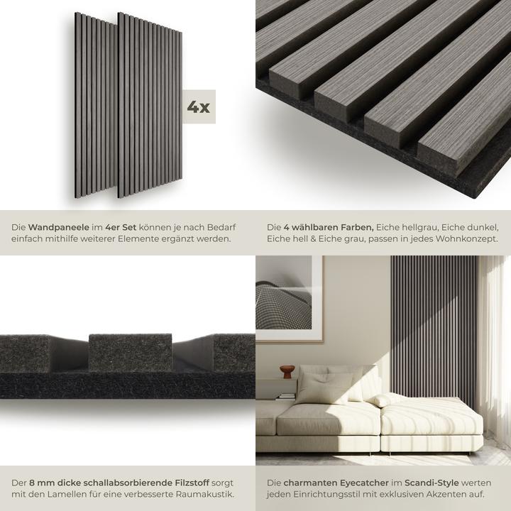 Produktbild tectake Set Akustikpaneele Sonic Wall Holzoptik (4 Stk.)