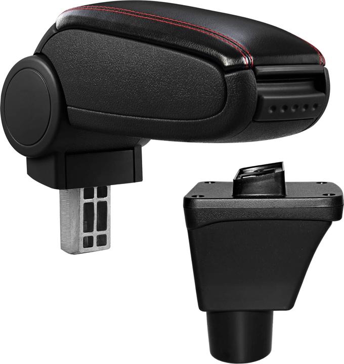 Actual product image Pro-Tec Centre armrest Ford Fiesta 8 MK8 with storage compartment imitation leather black with red stitching