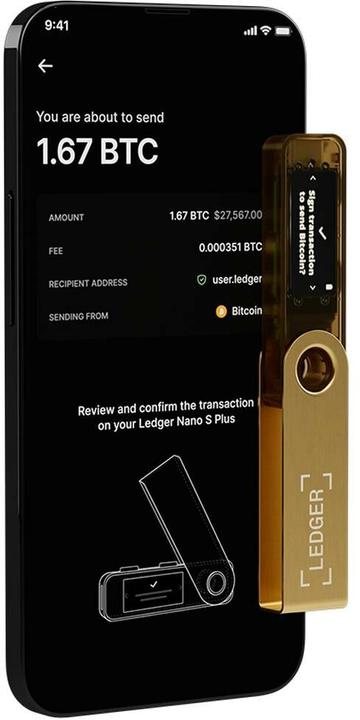 Immagine prodotto Ledger Nano S Plus - Gold (Ethereum Classic, Bitcoin, Dogecoin, Litecoin, Dash, Altre)