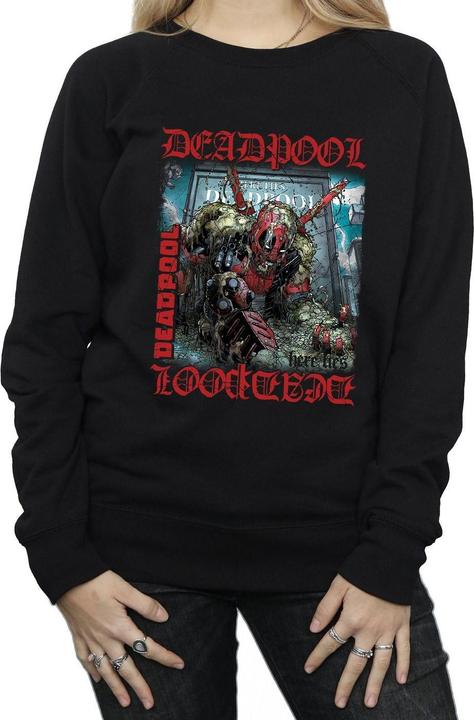 Actual product image Womens/Ladies Deadpool Here Lies Deadpool Sweatshirt (S)