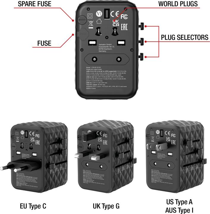 Produktbild Verbatim Universal-Reiseadapter