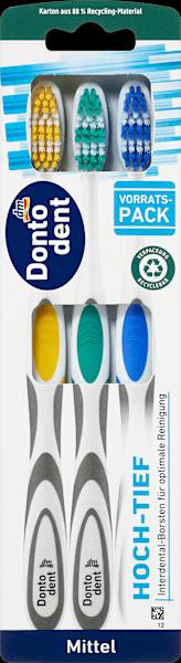 Produktbild dm Dontodent Zahnbürste Hoch-Tief mittel (Vorteilspack) (Mittel, 3 x)