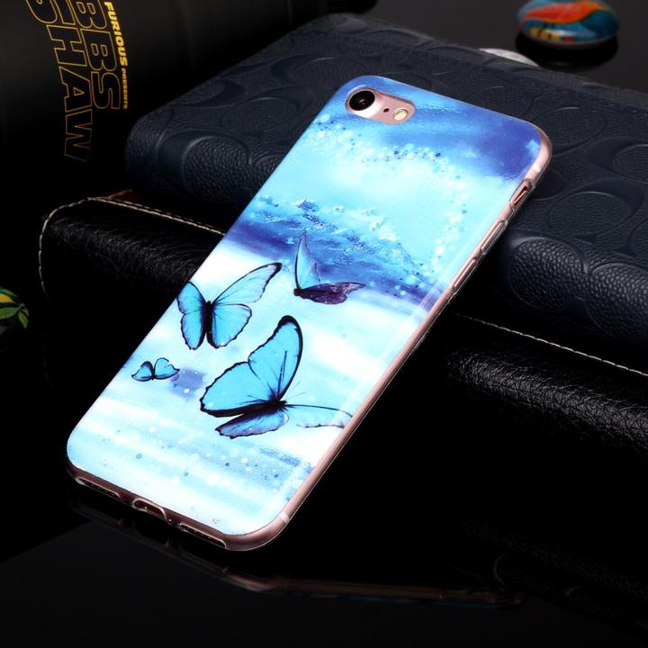 Actual product image Cover-Discount iPhone SE / 8 / 7 - Fluorescent Silicone Rubber Case Butterfly (Apple iPhone 7, Apple iPhone 8, Apple iPhone SE (2nd Gen))