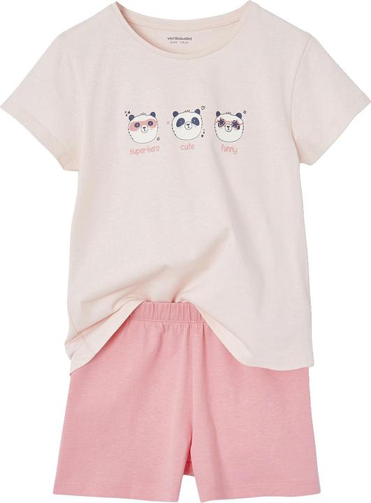 Vertbaudet 3er-Pack Mädchen Sommer-Schlafanzüge PANDA mit Recycling-Baumwolle