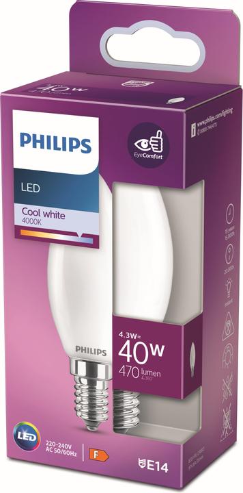 Immagine prodotto Philips Lampada 4,3 W (40 W) E14 Bianco neutro (E14, 4.30 W, 470 lm, 1 x, F)