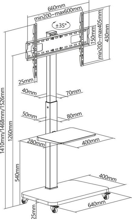 Image du produit Xantron TV Ständer universal (Universel, 75", 40 kg)