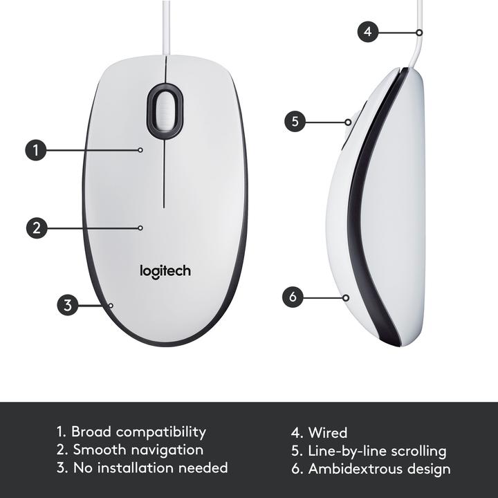 Productafbeelding Logitech MUIS M100 - WIT - WIT (Bedraad)
