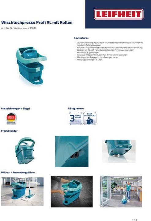 Produktbild Leifheit Wischtuchpresse Profi XL mit Rollen (1 Stk.)