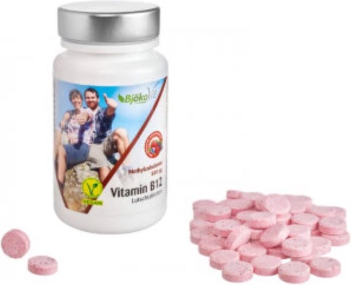 Image du produit BjökoVit Vitamine B12 Méthylcobalamine 500µg Pastilles de fruits de forêt (60 pièce(s), Cachets)