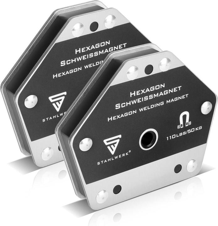 Produktbild Stahlwerk Hexagon Schweissmagnet, Leistungsstarker Magnet 50 kg Haftkraft 2er Set
