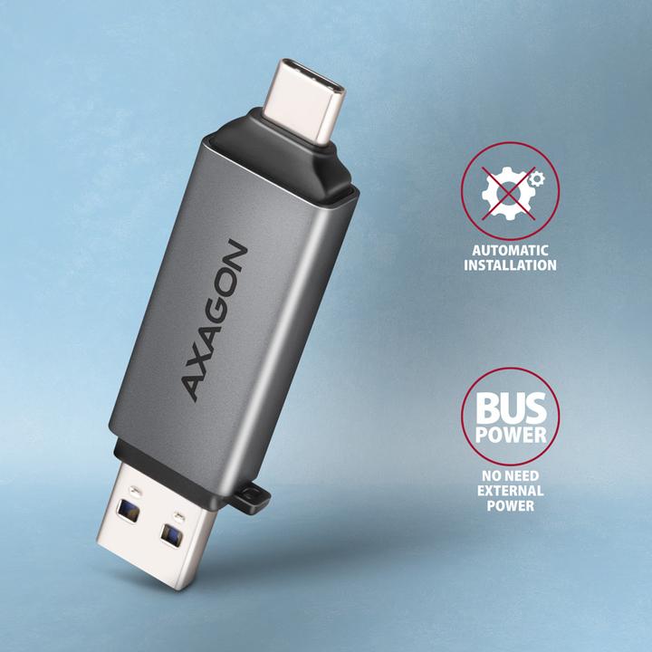 Produktbild Axagon CRE-DAC External USB 3.2 Gen1 Type-C+Type-A 2-slot SD/microSD (USB 3.0, Type-B)