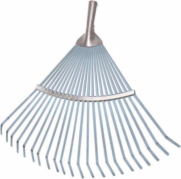 Idealspaten Professional fan broom fixed blue galvanized 4 reinforced outer tines grommet without handle