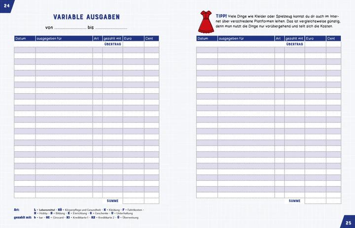 Actual product image Budget planner for students & trainees (A4, German)
