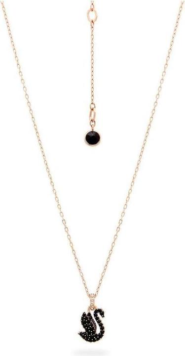Immagine prodotto Swarovski Collana Iconic Swan Cigno Piccolo Nero Oro Rosa (Metallo Swarovski, 38 - 43 cm)