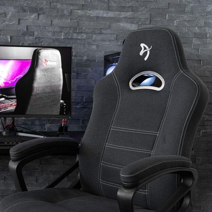 Immagine prodotto Arozzi Sedia da gioco Enzo Nero/Grigio - Tessuto intrecciato Logo Grigio