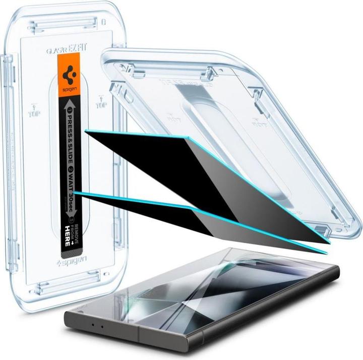 Actual product image Spigen Galaxy S24 Ultra Glass Screen Protector EZ Fit GLAS.tR Privacy 2PCS (2 Piece, Samsung Galaxy S24 Ultra)