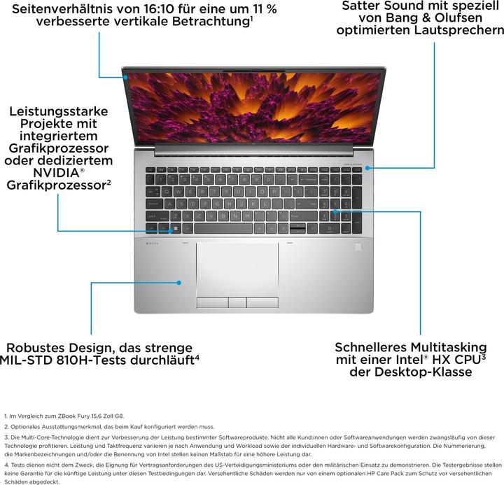 Immagine prodotto HP ZBook Fury 16 G10 (16", Intel Core i9-13950HX, 32 GB, 1000 GB, DE)