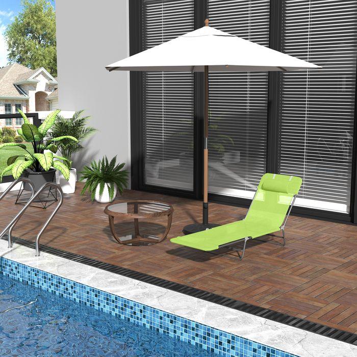 Produktbild Swisshandel24 Sonnenliege Gartenliege Relaxliege Bäderliege Zweibeinliege 4 Farben (Grün) (182 cm)