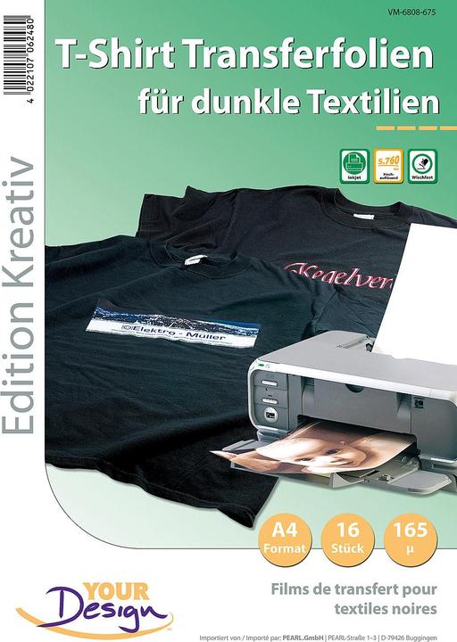 Your Design Films de transfert de T-shirt pour textiles colorés (16 x)