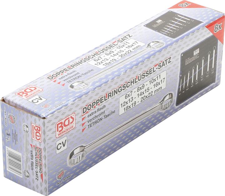 Actual product image BGS Double Ring Spanner Set extra flat 6 - 22 mm 8 pcs. (22 mm, 19 mm, 7 mm, 15 mm, 13 mm, 17 mm, 9 mm, 11 mm, 18 mm, 14 mm, 6 mm, 12 mm, 21 mm, 16 mm, 20 mm, 10 mm, 8 mm)