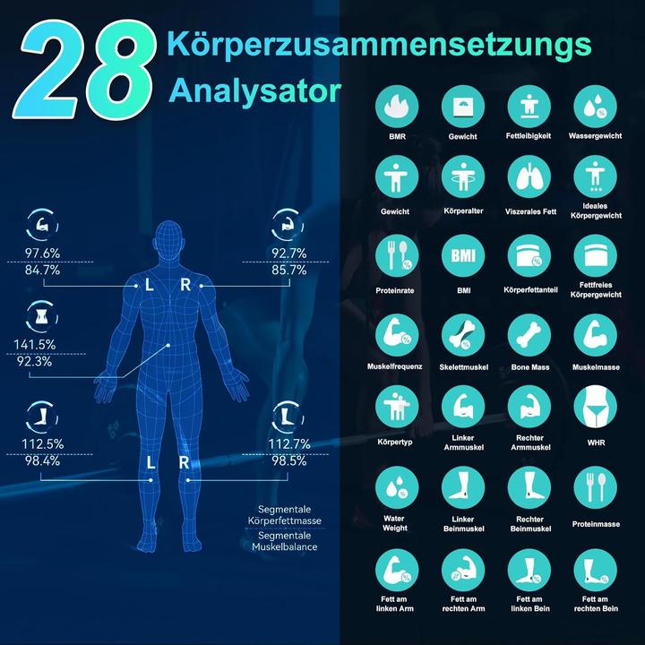 Immagine prodotto Raoyan Körperanalysewaage mit Handsensoren (180 kg)