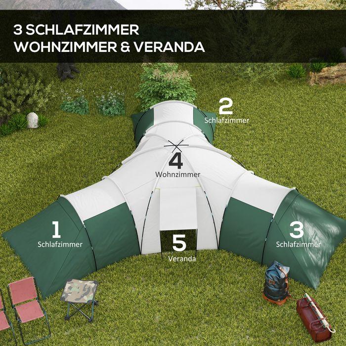 Actual product image Swisshandel24 Tunnelzelt Campingzelt für 6-9 Personen mit 3 Schlafzimmern, Wohnzimmer, Veranda (Tunnel tent, 6 persons)