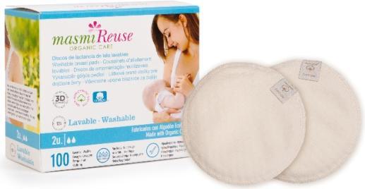 Image du produit Masmi Coussinets d'allaitement bio lavables - Reuse (2 x)