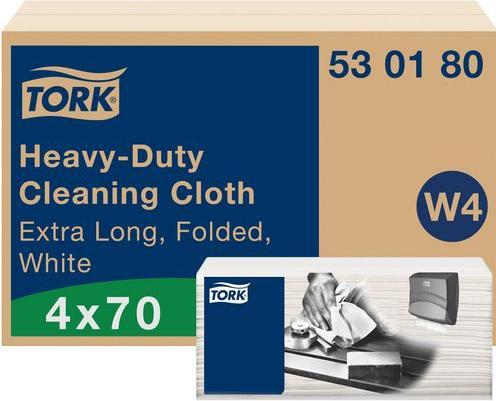 Immagine prodotto Tork 530180 Panni per la pulizia forte 61,5 x 35,5 cm bianchi a 1 velo, 4 x 70 pezzi/cartone, W4 panno (4 x)