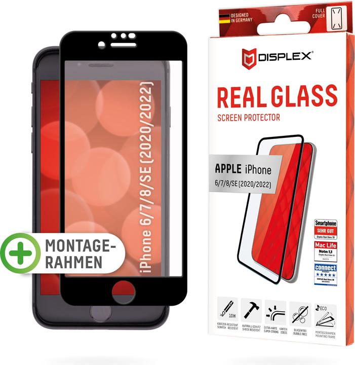 Productafbeelding Displex Real Glass, Full Cover Panzerglas (1 Stuk, Apple iPhone 6, Apple iPhone 7, Apple iPhone 8, Apple iPhone SE (2e generatie), Apple iPhone SE (3e generatie))