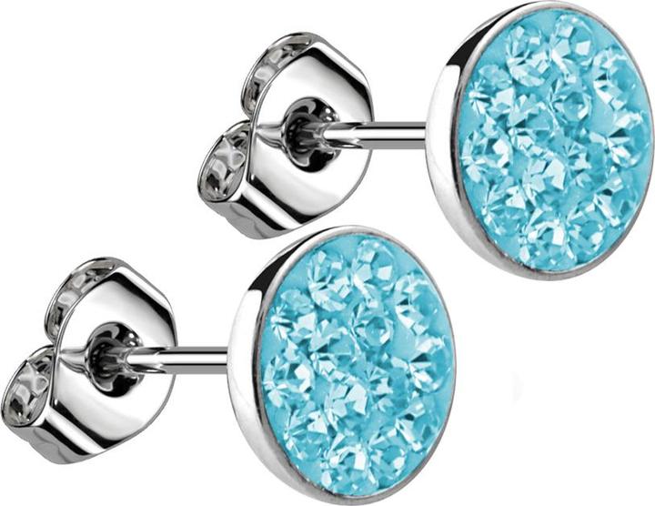 Actual product image Star Piercing Stud earrings silver plate crystal aqua (Surgical steel 316L, without brass)