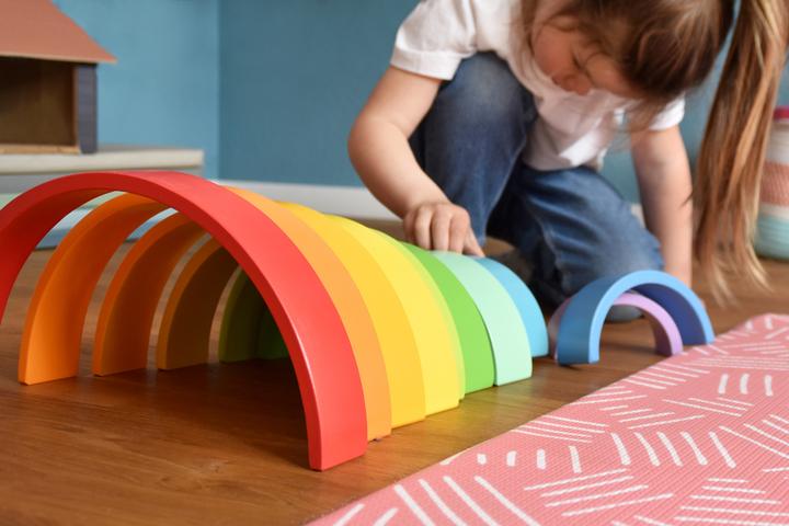 Actual product image small foot Wooden blocks rainbow XL