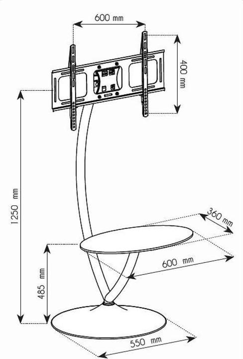 Actual product image Techly TV LED/LCD stand w. round base and shelf (70", 68 kg)