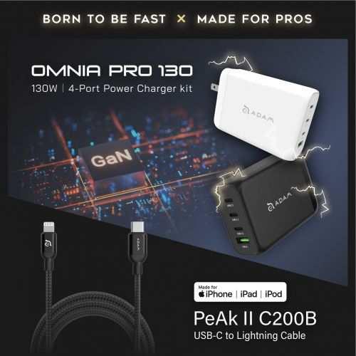 Image du produit Adam Elements OMNIA Pro 130 | Noir | Kit chargeur de puissance 4 ports 130W (130 W)