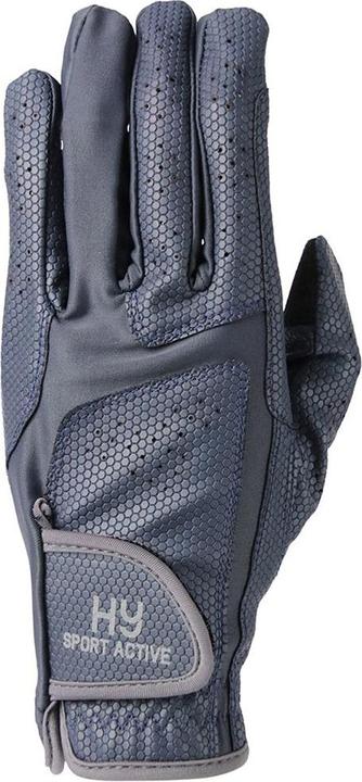 Actual product image Hy Equestrian Logo riding gloves PU plastic Lycra (L)