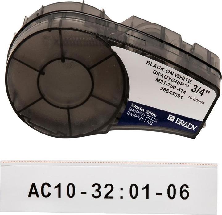 Produktbild Brady M21-750-414, BradyGrip-Klettband zum Bedrucken, Polyester, Schwarz auf weiss, 19.05 mm x 3.04