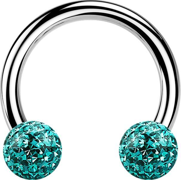 Immagine prodotto Star Piercing Micro Circular Barbell argento con due sfere di cristallo turchese Strato protettivo epossidico (Acciaio chirurgico 316L, senza ottone)