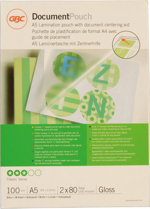 Image du produit GBC Films de plastification de qualité supérieure (A5, 100 pièce(s), 80 µm)