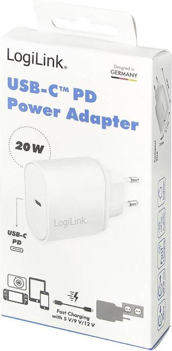 Produktbild LogiLink PA0261 USB Wall Charger 1 Port, 1x USB-CF, 20W, w/PD, white (20 W)