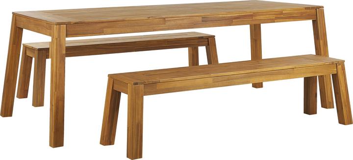 Immagine prodotto Beliani Set di mobili da giardino in legno di acacia marrone chiaro 6 posti 3 pezzi LIVORNO (225 cm)